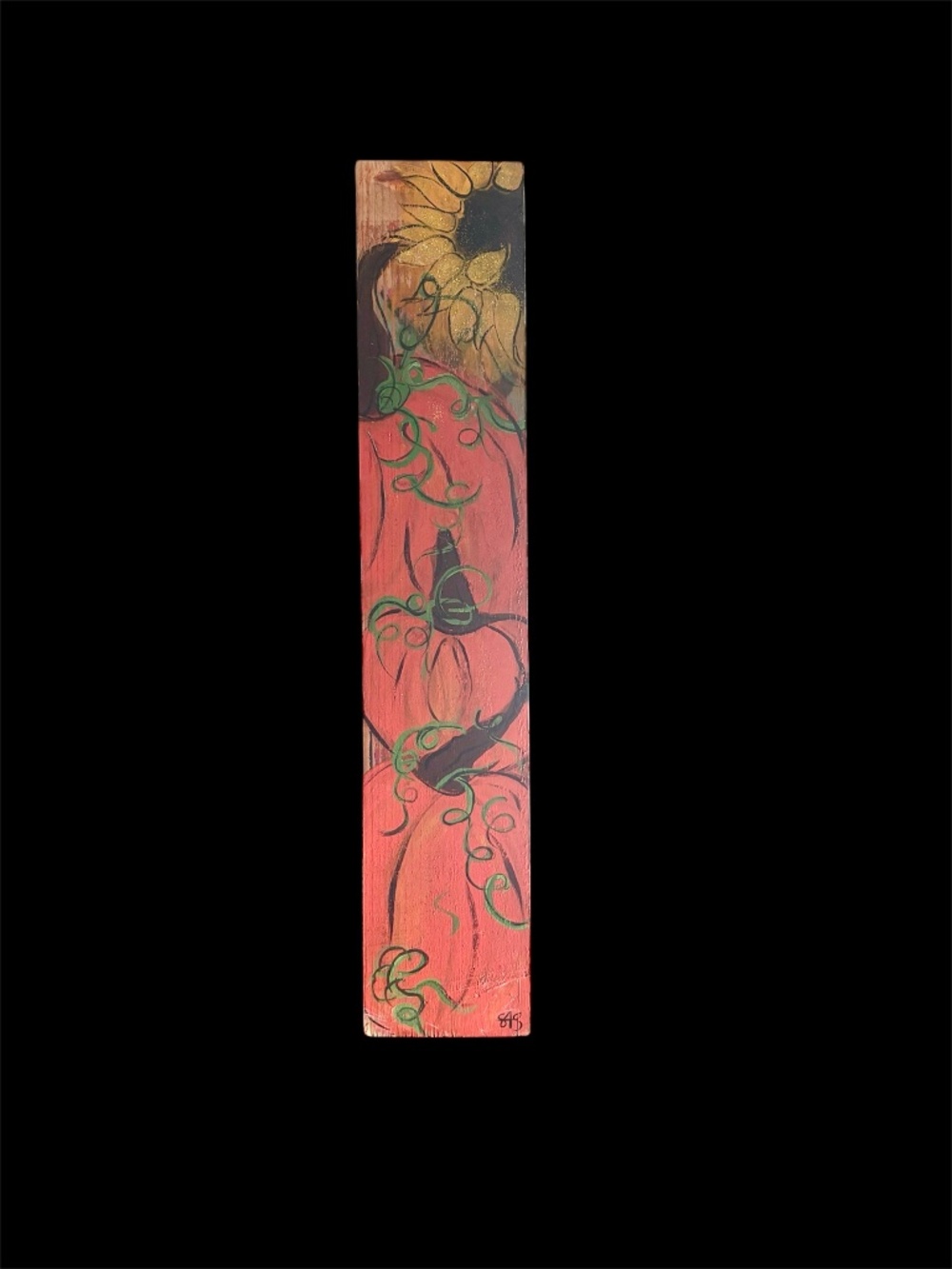 Hand Painted Double sided Sign Pumpkins/Sunflowers/Fall/Halloween. 27" x 6" x 2"